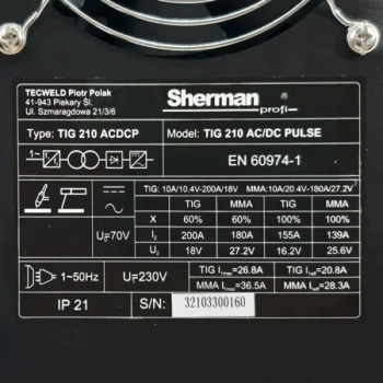 Sherman TIG 210 AC/DC Pulse
